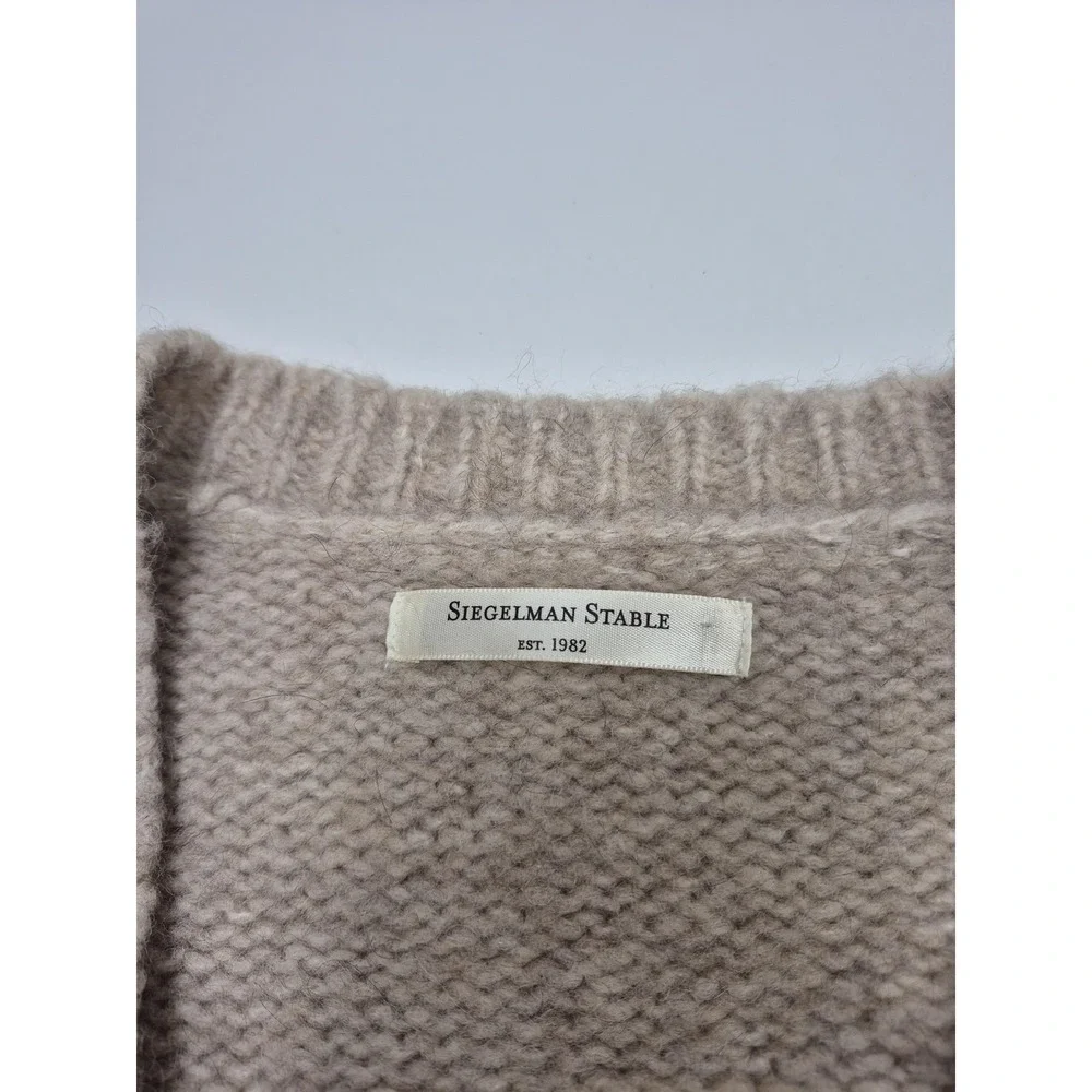 Siegelman Stable Knit Cardigan Beige Yak Alpaca Wool V Neck Women's S/Medium
